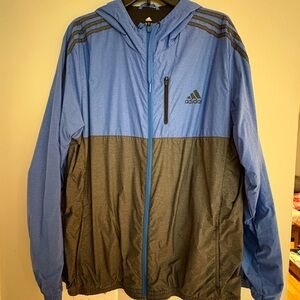 Adidas Men's Windbreaker in Blue and Gray